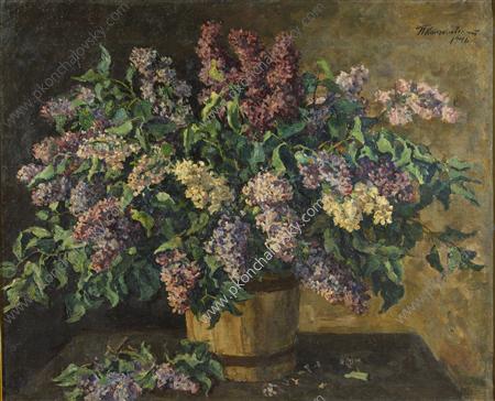 Wikioo.org - The Encyclopedia of Fine Arts - Painting, Artwork by Pyotr Konchalovsky - Still Life. Lilacs in the tub.