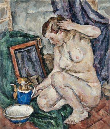 Wikioo.org - The Encyclopedia of Fine Arts - Painting, Artwork by Pyotr Konchalovsky - The Model squatting