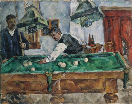 WikiOO.org - Encyclopedia of Fine Arts - Maalaus, taideteos Pyotr Konchalovsky - The game of billiards