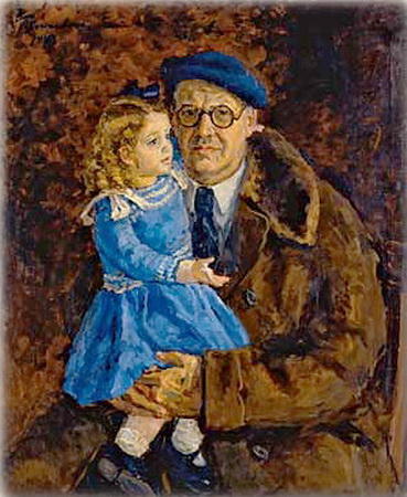 Wikioo.org - The Encyclopedia of Fine Arts - Painting, Artwork by Pyotr Konchalovsky - Self-portrait with his granddaughter