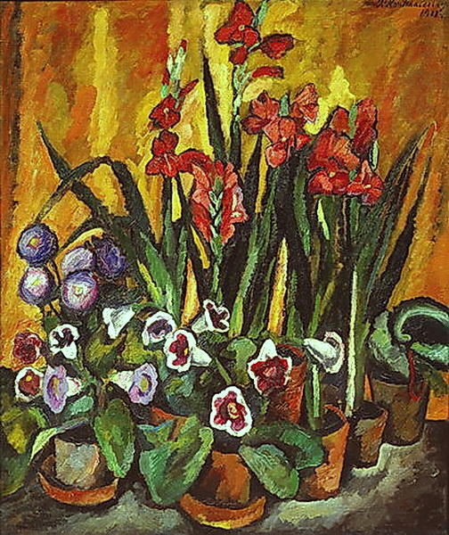 WikiOO.org - Enciklopedija dailės - Tapyba, meno kuriniai Pyotr Konchalovsky - Still life with red gladioli