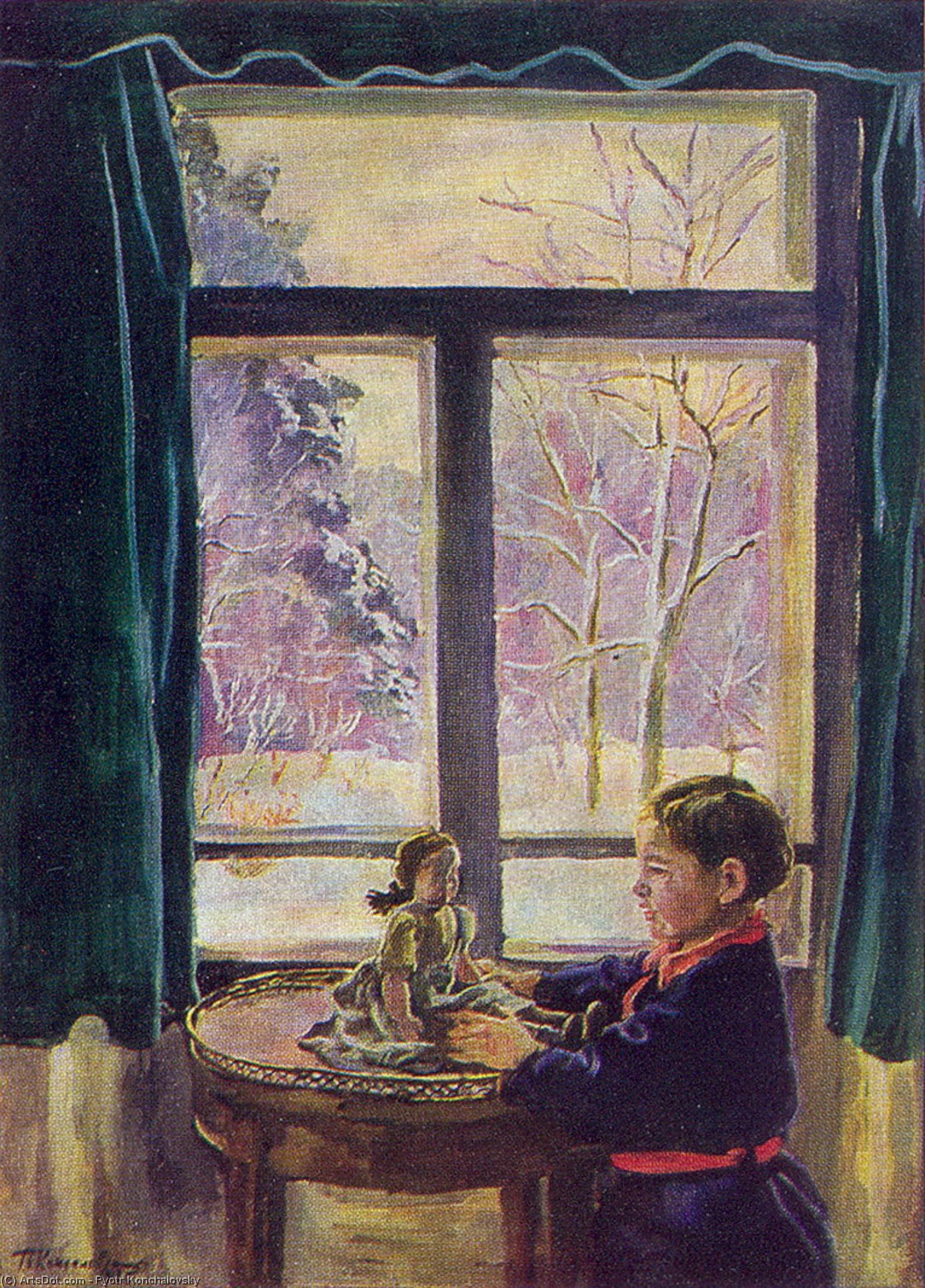 WikiOO.org - Encyclopedia of Fine Arts - Lukisan, Artwork Pyotr Konchalovsky - Katya by the window