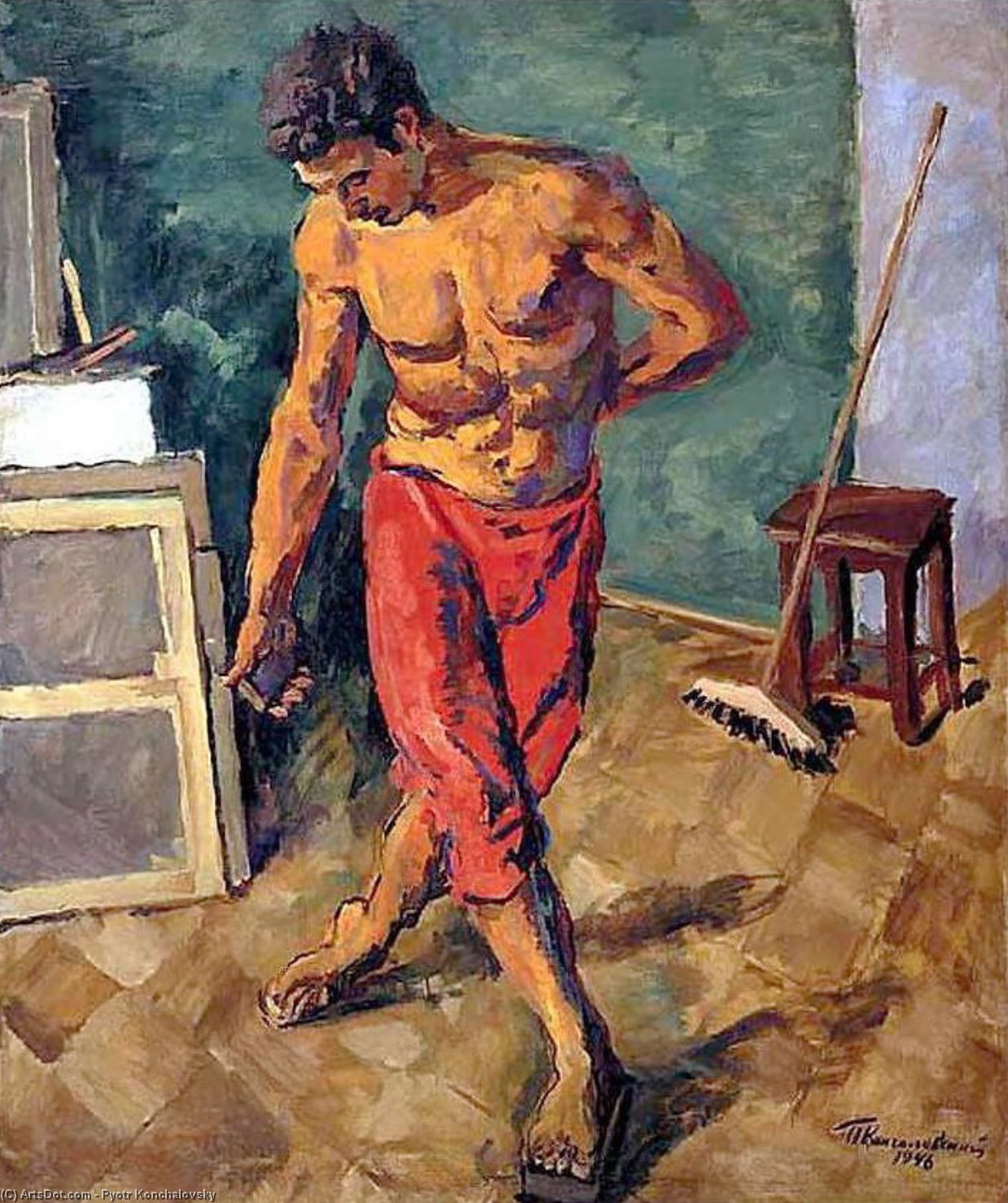 WikiOO.org - Encyclopedia of Fine Arts - Maľba, Artwork Pyotr Konchalovsky - Floor polisher
