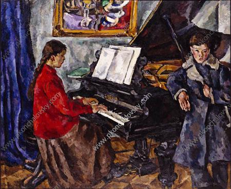 Wikioo.org - The Encyclopedia of Fine Arts - Painting, Artwork by Pyotr Konchalovsky - Children at the piano
