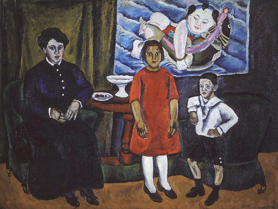Wikioo.org - The Encyclopedia of Fine Arts - Painting, Artwork by Pyotr Konchalovsky - Family Portrait (against Chinese panel)