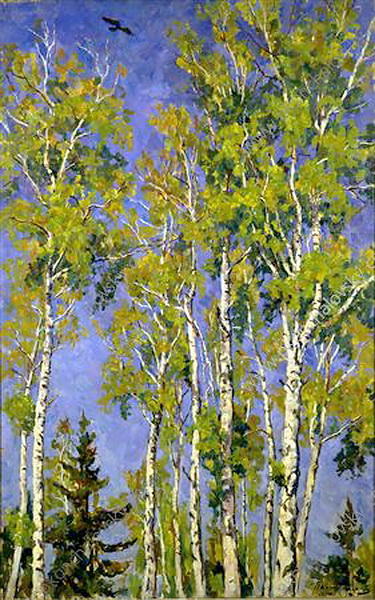 WikiOO.org - Encyclopedia of Fine Arts - Maľba, Artwork Pyotr Konchalovsky - The tops of the birches