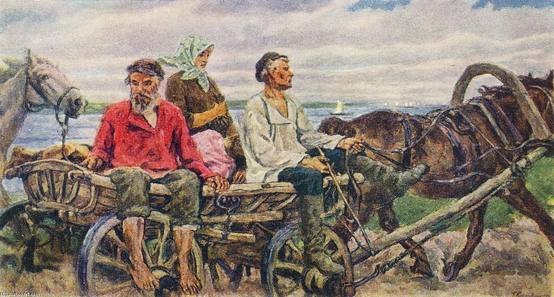 WikiOO.org - Enciclopédia das Belas Artes - Pintura, Arte por Pyotr Konchalovsky - Novgorod. Returning from the fair.