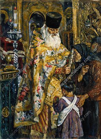 Wikioo.org - The Encyclopedia of Fine Arts - Painting, Artwork by Pyotr Konchalovsky - In the cathedral of Yuryev (Abbot Bessarion)