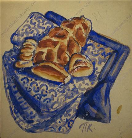 Wikioo.org - The Encyclopedia of Fine Arts - Painting, Artwork by Pyotr Konchalovsky - Sketch of still life with bread