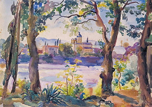 WikiOO.org - Güzel Sanatlar Ansiklopedisi - Resim, Resimler Pyotr Konchalovsky - Monastery in the distance