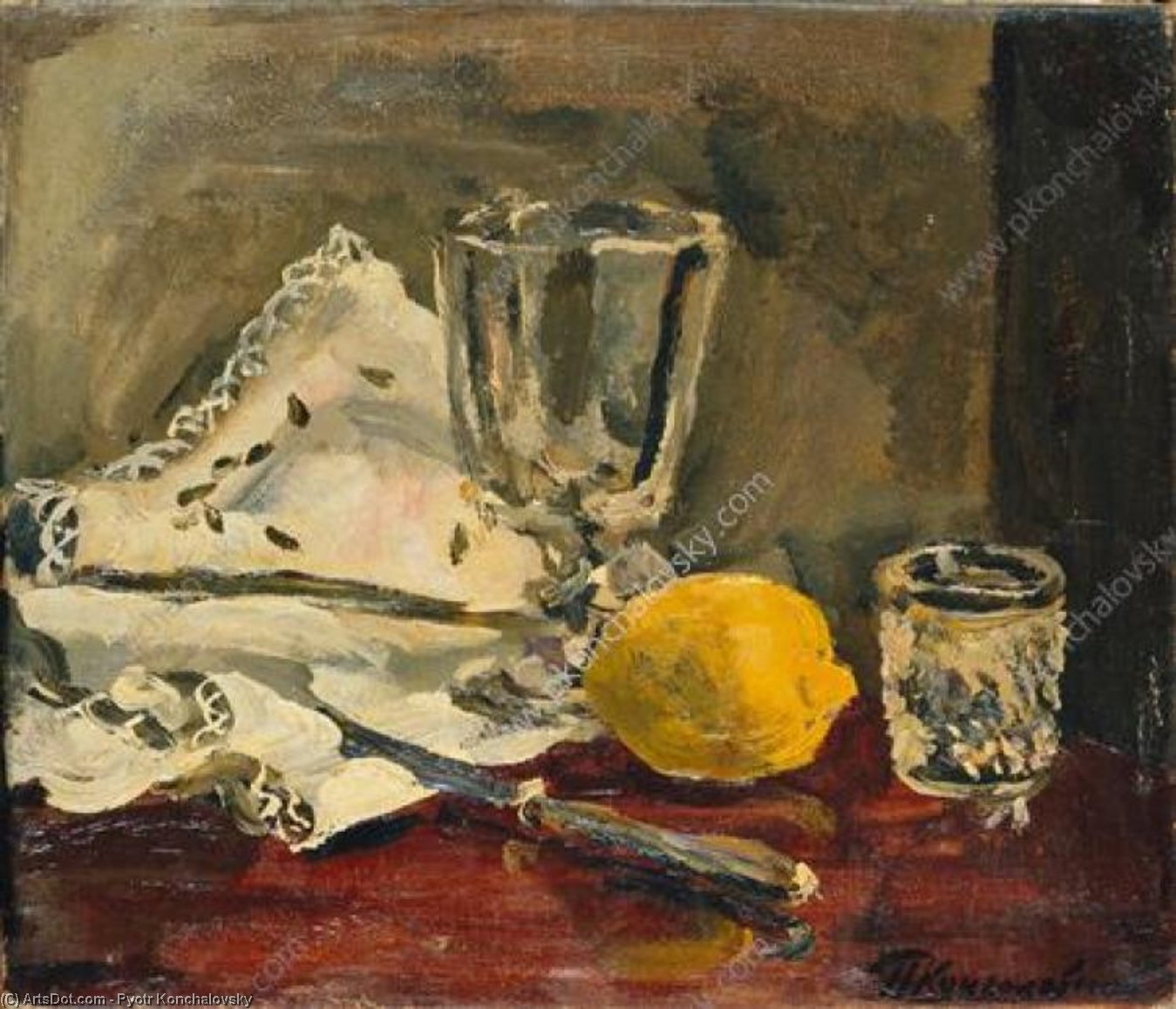 Wikioo.org - The Encyclopedia of Fine Arts - Painting, Artwork by Pyotr Konchalovsky - Still Life. Lemon and knife.