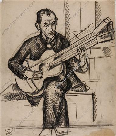 Wikioo.org - Bách khoa toàn thư về mỹ thuật - Vẽ tranh, Tác phẩm nghệ thuật Pyotr Konchalovsky - A man with a guitar