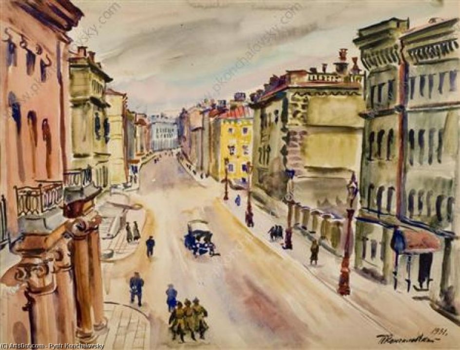 Wikioo.org - The Encyclopedia of Fine Arts - Painting, Artwork by Pyotr Konchalovsky - Leningrad. Million street.