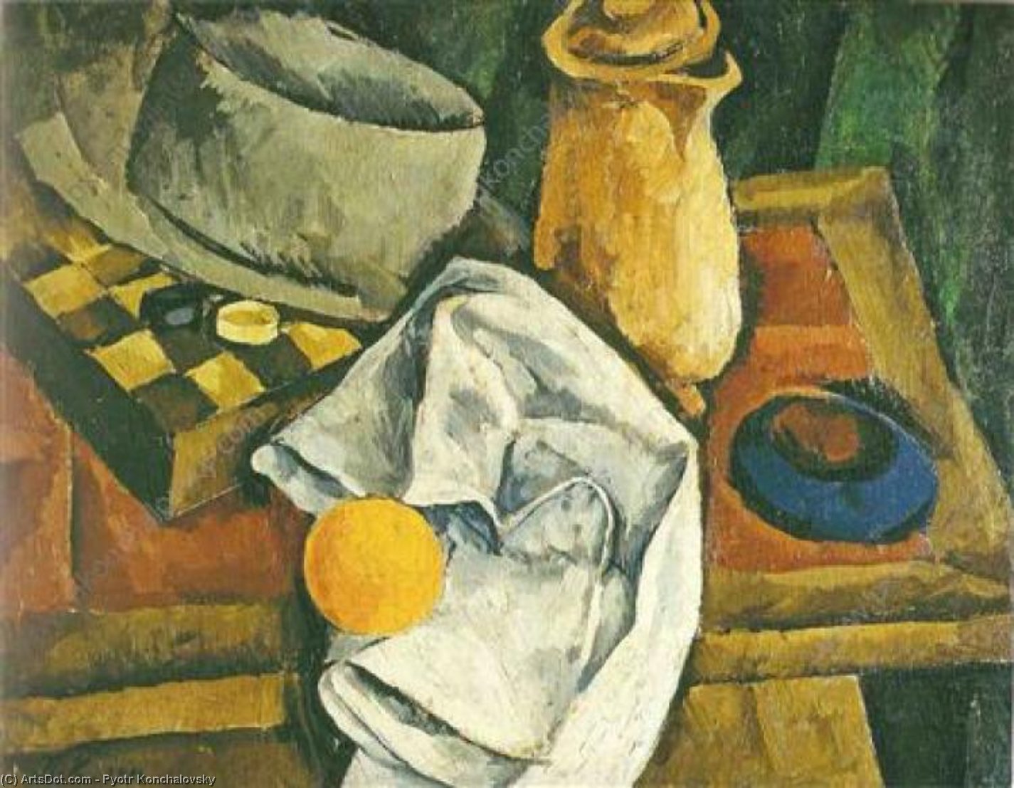 Wikioo.org - The Encyclopedia of Fine Arts - Painting, Artwork by Pyotr Konchalovsky - Still Life. Checkers and oranges.