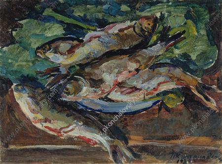 Wikioo.org - The Encyclopedia of Fine Arts - Painting, Artwork by Pyotr Konchalovsky - Still Life. Cleaned fish.