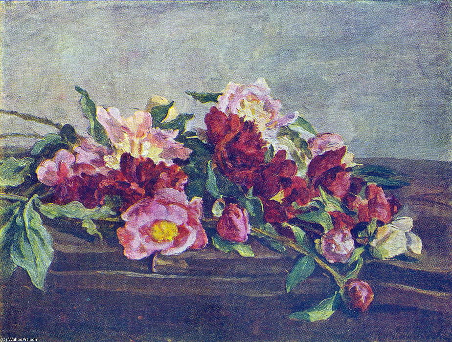 Wikioo.org - The Encyclopedia of Fine Arts - Painting, Artwork by Pyotr Konchalovsky - Still Life. Peonies on the table.