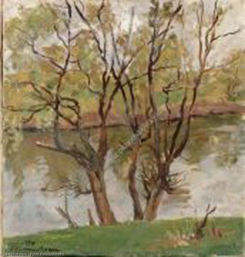 WikiOO.org - 百科事典 - 絵画、アートワーク Pyotr Konchalovsky - ウィローズ 上の 川 Protva
