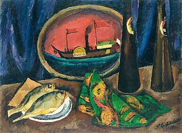 Wikioo.org - The Encyclopedia of Fine Arts - Painting, Artwork by Pyotr Konchalovsky - Still Life. Beer and roach.