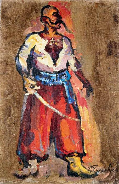 Wikioo.org - The Encyclopedia of Fine Arts - Painting, Artwork by Pyotr Konchalovsky - Triptych. Cossack with a saber.
