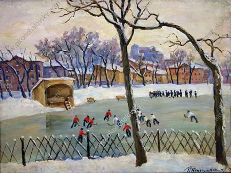 Wikioo.org - The Encyclopedia of Fine Arts - Painting, Artwork by Pyotr Konchalovsky - At the rink