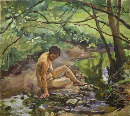WikiOO.org - Encyclopedia of Fine Arts - Maalaus, taideteos Pyotr Konchalovsky - The woman at the creek