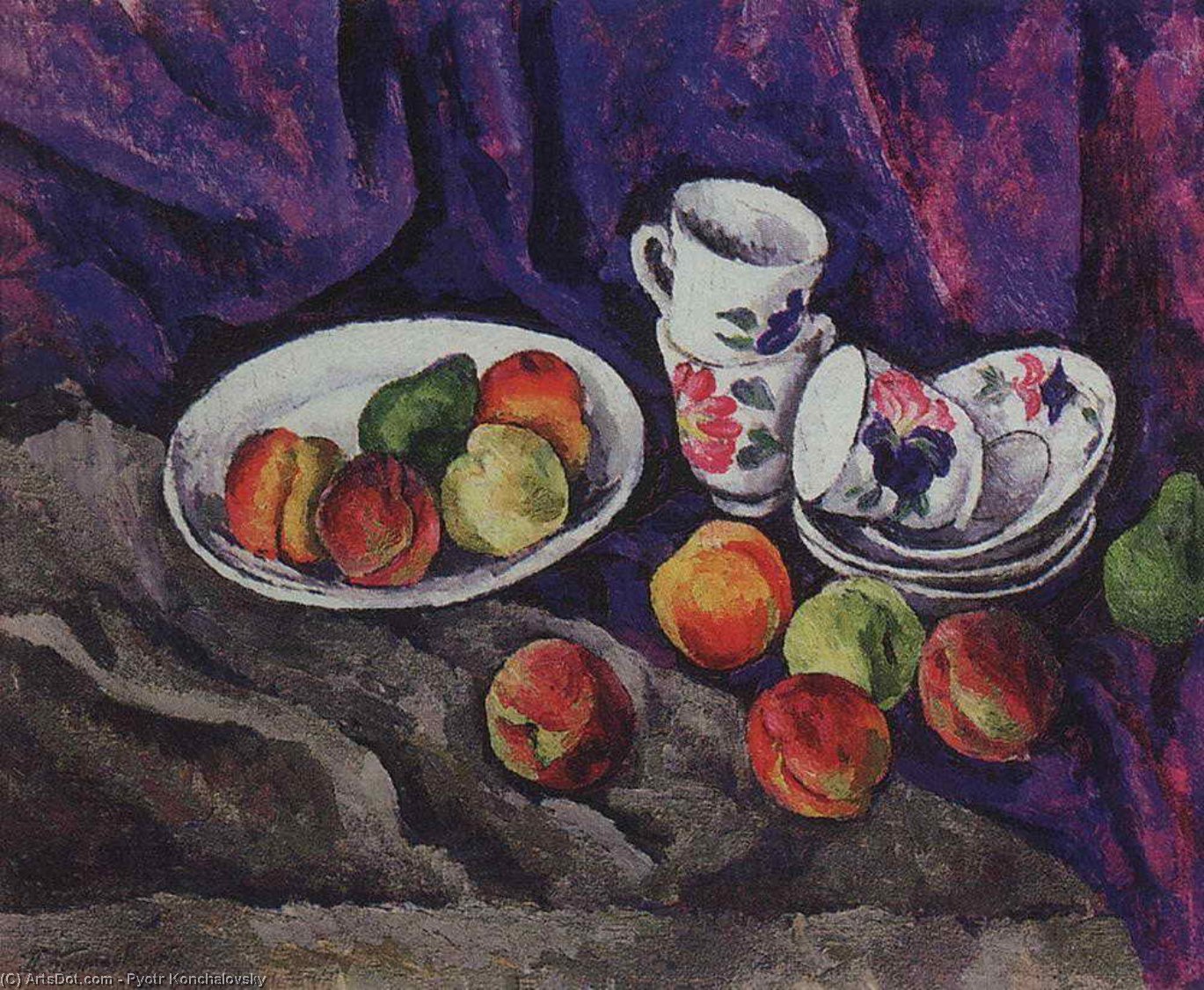 Wikioo.org - The Encyclopedia of Fine Arts - Painting, Artwork by Pyotr Konchalovsky - Still Life. Peaches.