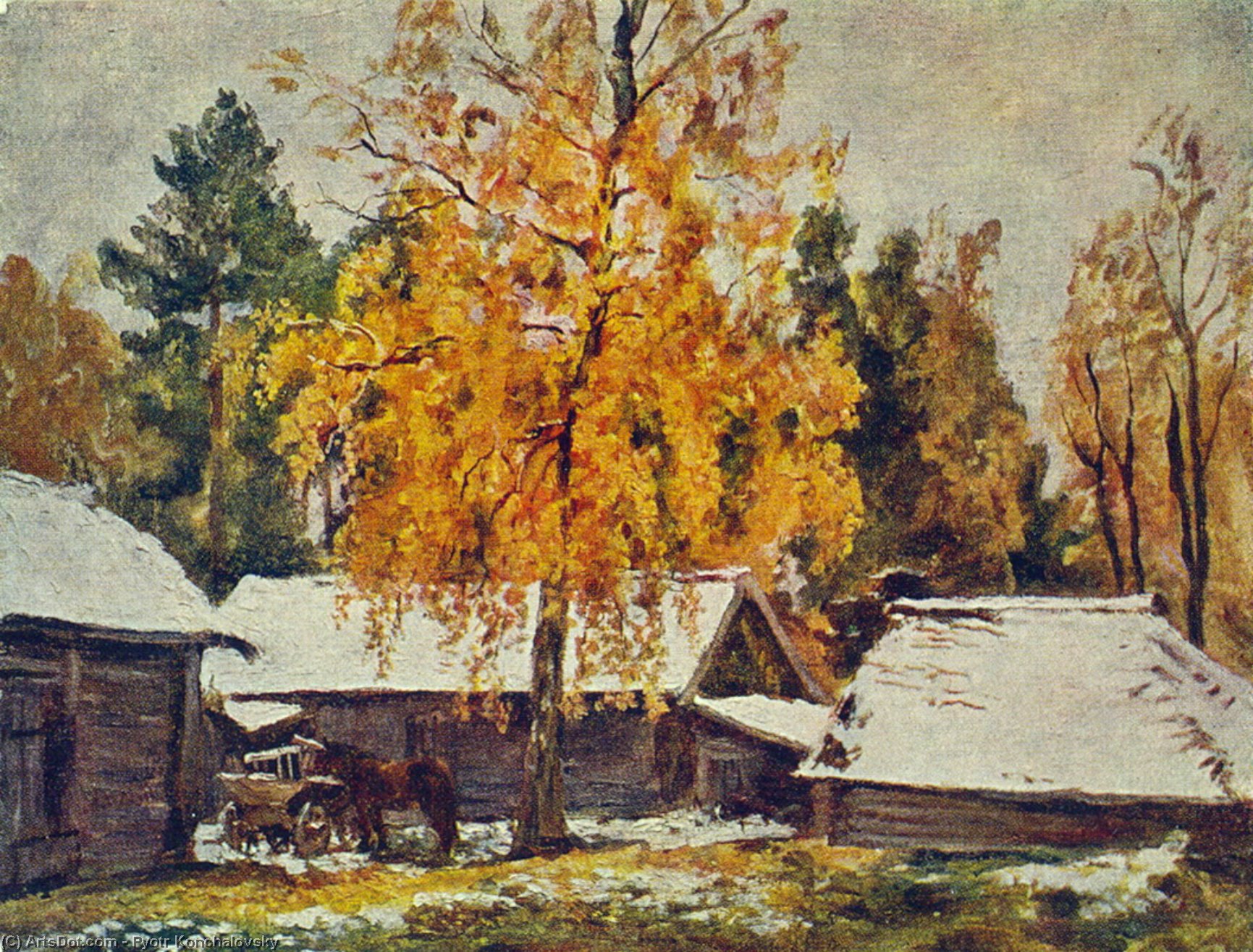 WikiOO.org - Εγκυκλοπαίδεια Καλών Τεχνών - Ζωγραφική, έργα τέχνης Pyotr Konchalovsky - First Snow