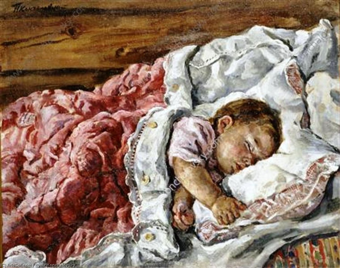 Wikioo.org - The Encyclopedia of Fine Arts - Painting, Artwork by Pyotr Konchalovsky - Katya sleeping (on the left side)