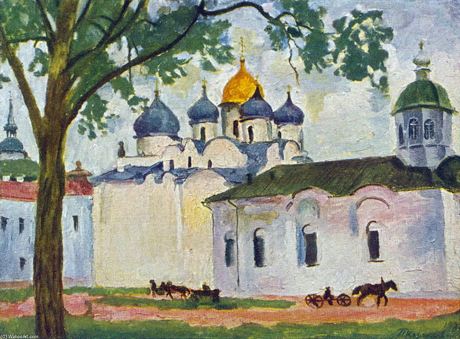 Wikioo.org - The Encyclopedia of Fine Arts - Painting, Artwork by Pyotr Konchalovsky - Novgorod. Square ??of St. Sophia Cathedral.