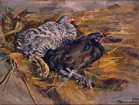 Wikioo.org - The Encyclopedia of Fine Arts - Painting, Artwork by Pyotr Konchalovsky - Still Life. Hens.