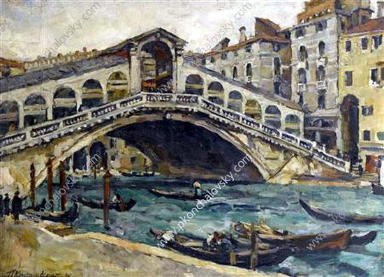 Wikioo.org - The Encyclopedia of Fine Arts - Painting, Artwork by Pyotr Konchalovsky - Venice. Rialto Bridge.