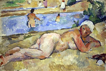 Wikioo.org - The Encyclopedia of Fine Arts - Painting, Artwork by Pyotr Konchalovsky - The woman on the bank of the river