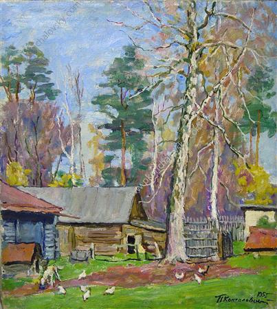 WikiOO.org - Encyclopedia of Fine Arts - Maalaus, taideteos Pyotr Konchalovsky - Backyard
