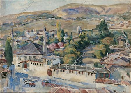 WikiOO.org - Εγκυκλοπαίδεια Καλών Τεχνών - Ζωγραφική, έργα τέχνης Pyotr Konchalovsky - Bakhchisarai. Common view.