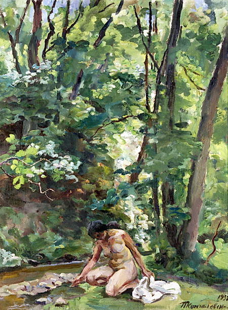 Wikioo.org - Bách khoa toàn thư về mỹ thuật - Vẽ tranh, Tác phẩm nghệ thuật Pyotr Konchalovsky - The woman at the creek
