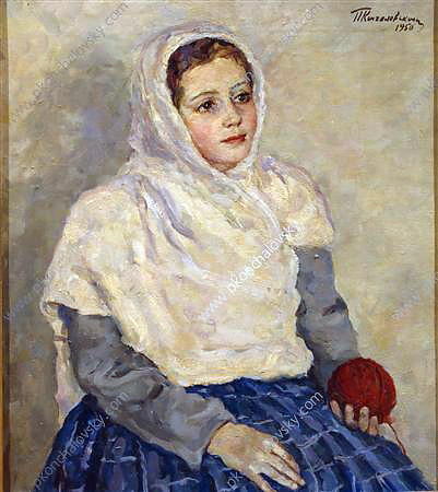 WikiOO.org - Encyclopedia of Fine Arts - Maalaus, taideteos Pyotr Konchalovsky - Margot wearing a headscarf