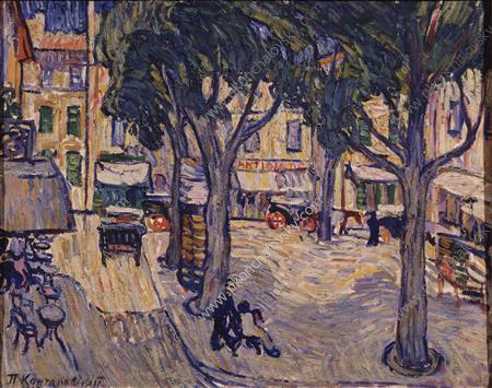 Wikioo.org - The Encyclopedia of Fine Arts - Painting, Artwork by Pyotr Konchalovsky - The city of Arles. The square.