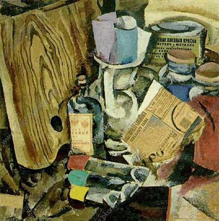 Wikioo.org - The Encyclopedia of Fine Arts - Painting, Artwork by Pyotr Konchalovsky - Still Life. The palette and paint.