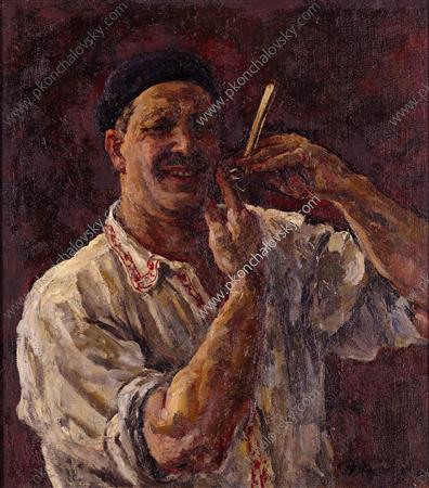 Wikioo.org - The Encyclopedia of Fine Arts - Painting, Artwork by Pyotr Konchalovsky - Self-Portrait with a razor