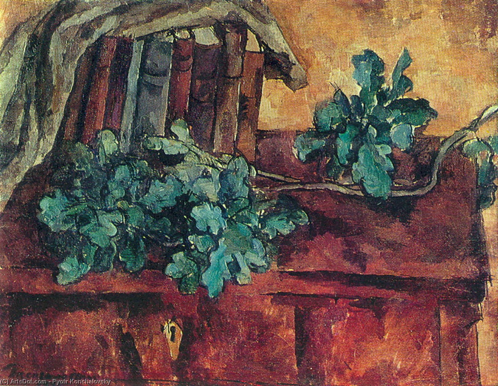 Wikioo.org - The Encyclopedia of Fine Arts - Painting, Artwork by Pyotr Konchalovsky - Still Life. Oak branch.
