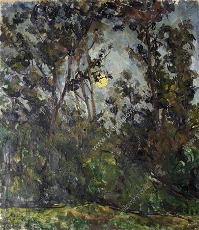 Wikioo.org - The Encyclopedia of Fine Arts - Painting, Artwork by Pyotr Konchalovsky - The moon through the trees