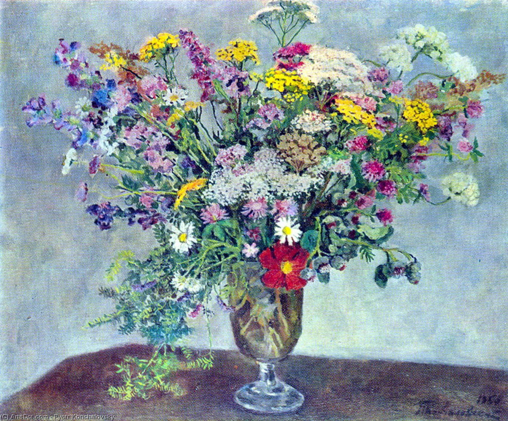Wikioo.org - The Encyclopedia of Fine Arts - Painting, Artwork by Pyotr Konchalovsky - Still Life. Wildflowers.