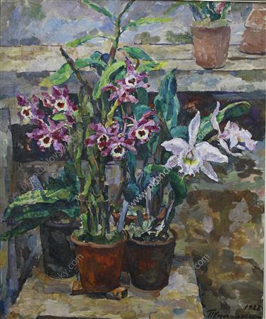 Wikioo.org - The Encyclopedia of Fine Arts - Painting, Artwork by Pyotr Konchalovsky - Still Life. Orchids.