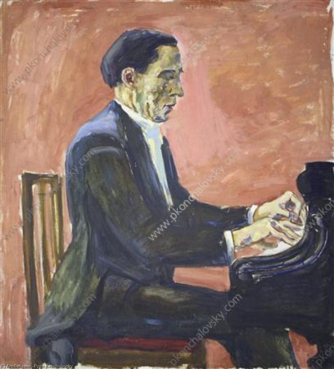 Wikioo.org - The Encyclopedia of Fine Arts - Painting, Artwork by Pyotr Konchalovsky - Portrait of French pianist Alfred Cortot