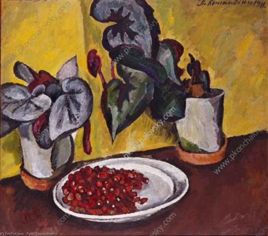 WikiOO.org - Encyclopedia of Fine Arts - Schilderen, Artwork Pyotr Konchalovsky - Berries and begonias