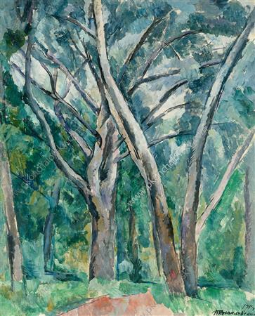 WikiOO.org - 백과 사전 - 회화, 삽화 Pyotr Konchalovsky - Silver poplar trees