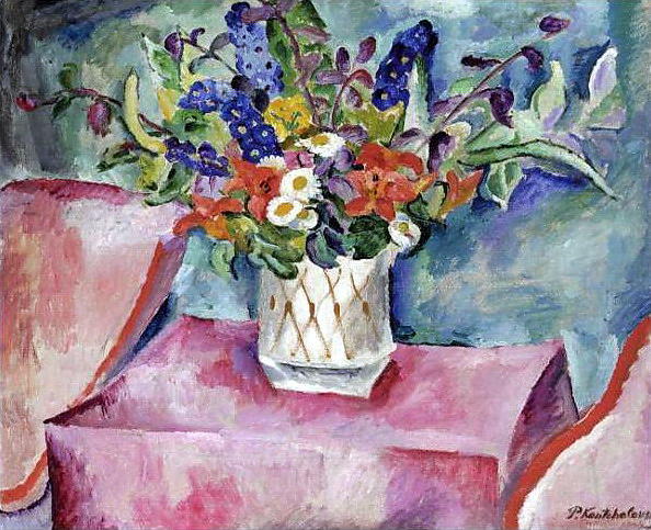 Wikioo.org - The Encyclopedia of Fine Arts - Painting, Artwork by Pyotr Konchalovsky - Still Life. Flowers in pink.