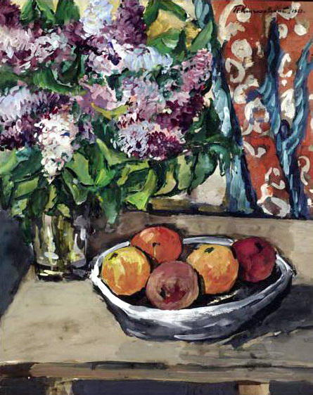 Wikioo.org - The Encyclopedia of Fine Arts - Painting, Artwork by Pyotr Konchalovsky - Still life with lilac and orange
