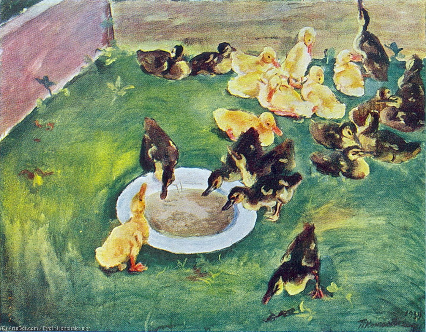 WikiOO.org - Encyclopedia of Fine Arts - Maleri, Artwork Pyotr Konchalovsky - Ducklings