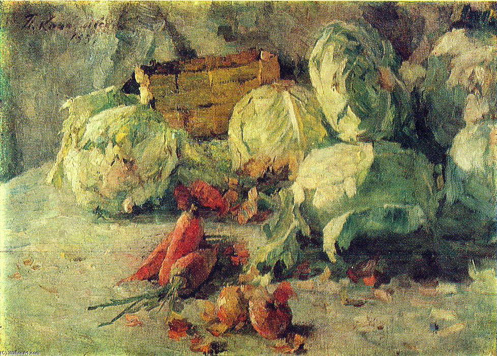 WikiOO.org - Encyclopedia of Fine Arts - Lukisan, Artwork Pyotr Konchalovsky - Still Life with Cabbage